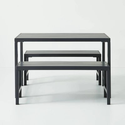 3pc Kids' Metal Outdoor Table Set - Dark Gray - Hearth & Hand™ With Magnolia 4 3pc Kids' Metal Outdoor Table Set - Dark Gray - Hearth & Hand™ With Magnolia - Image 2