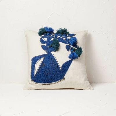 Floral Watering Pitcher Square Throw Pillow With Tassels - Opalhouse™ Designed With Jungalow™ 6 Floral Watering Pitcher Square Throw Pillow With Tassels - Opalhouse™ Designed With Jungalow™ - Image 4