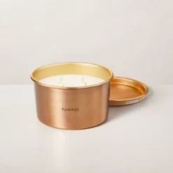 Lidded Metal Pampas 4-Wick Jar Candle Brass Finish 20oz - Hearth & Hand™ With Magnolia 5 Lidded Metal Pampas 4-Wick Jar Candle Brass Finish 20oz - Hearth & Hand™ With Magnolia -Selected Home Furnishings Store GUEST 09887fd4 1456 4d13 9332 dbf370af2720