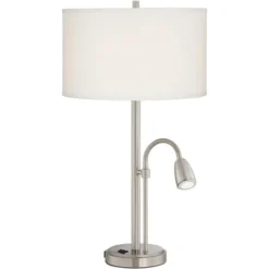 Possini Euro Design Traverse Modern Table Lamps Set Of 2 29 1/2" Tall Brushed Nickel With USB Charging Port LED Gooseneck White Drum Shade For Desk 14 Possini Euro Design Traverse Modern Table Lamps Set Of 2 29 1/2" Tall Brushed Nickel With USB Charging Port LED Gooseneck White Drum Shade For Desk -Selected Home Furnishings Store GUEST 0ae46b85 fec0 4b22 8a4e 8d4b8c8aa4fd