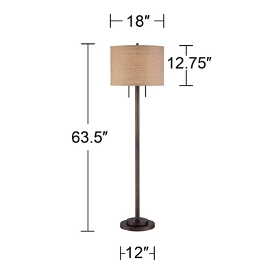 Possini Euro Design Garth Modern Floor Lamp Standing 63 1/2" Tall Oil Rubbed Bronze Burlap Fabric Drum Shade For Living Room Bedroom Office House Home 8 Possini Euro Design Garth Modern Floor Lamp Standing 63 1/2" Tall Oil Rubbed Bronze Burlap Fabric Drum Shade For Living Room Bedroom Office House Home - Image 6