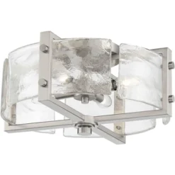 Possini Euro Design Prane Modern Industrial Ceiling Light Semi Flush Mount Fixture 17" Wide Brushed Nickel 4-Light Warped Glass For Bedroom Kitchen 15 Possini Euro Design Prane Modern Industrial Ceiling Light Semi Flush Mount Fixture 17" Wide Brushed Nickel 4-Light Warped Glass For Bedroom Kitchen -Selected Home Furnishings Store GUEST 0b15a987 8368 4f37 ba90 8aa73cc6819f