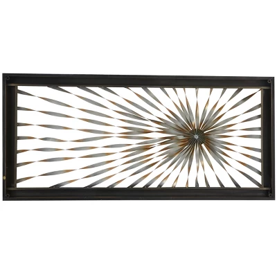 Metal Sunburst Coiled Ribbon Wall Decor With Black Frame Gold - Olivia & May 4 Metal Sunburst Coiled Ribbon Wall Decor With Black Frame Gold - Olivia & May - Image 2