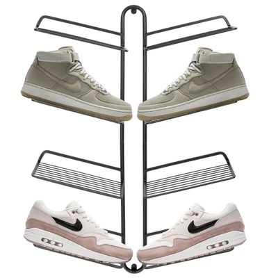 MDesign Metal Shoe Display & Storage Rack, 4 Tier, Wall Mount 13 MDesign Metal Shoe Display & Storage Rack, 4 Tier, Wall Mount - Image 11