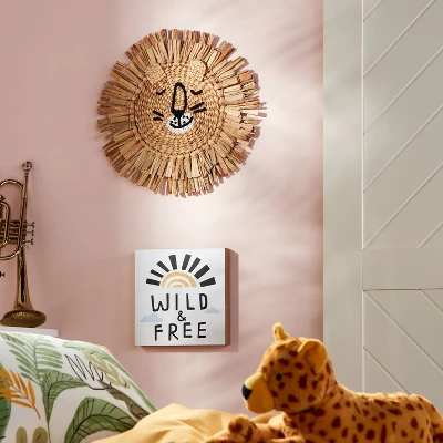 Water Hyacinth Lion Head Kids' Wall Décor Natural - Pillowfort™ 3 Water Hyacinth Lion Head Kids' Wall Décor Natural - Pillowfort™