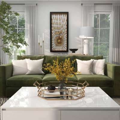 Metal Sunburst Coiled Ribbon Wall Decor With Black Frame Gold - Olivia & May 17 Metal Sunburst Coiled Ribbon Wall Decor With Black Frame Gold - Olivia & May - Image 15