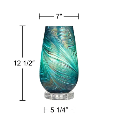 360 Lighting Carmen Modern Coastal Accent Table Lamps 12 1/2" High Set Of 2 Green Art Glass Shade For Bedroom Bedside Nightstand Office 9 360 Lighting Carmen Modern Coastal Accent Table Lamps 12 1/2" High Set Of 2 Green Art Glass Shade For Bedroom Bedside Nightstand Office - Image 7