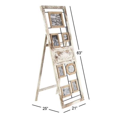 Wood 6 Slot Wall Photo Frame With Floor Stand Brown - Olivia & May 4 Wood 6 Slot Wall Photo Frame With Floor Stand Brown - Olivia & May - Image 2