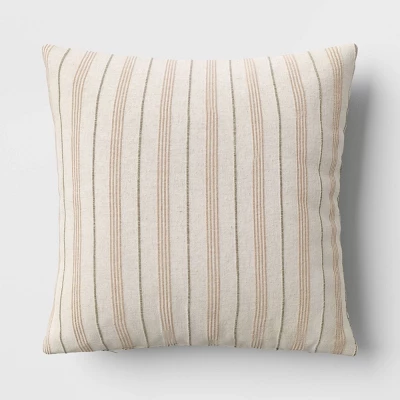 Cotton Flax Woven Striped Square Throw Pillow - Threshold™ 6 Cotton Flax Woven Striped Square Throw Pillow - Threshold™ - Image 4