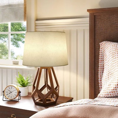 Large Wood Geo Assembled Table Lamp - Threshold™ 3 Large Wood Geo Assembled Table Lamp - Threshold™
