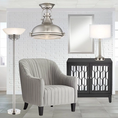 Possini Euro Design Light Blaster Art Deco Torchiere Floor Lamp 72 1/2" Tall Brushed Nickel LED Frosted Glass Bowl Shade For Living Room Bedroom House 10 Possini Euro Design Light Blaster Art Deco Torchiere Floor Lamp 72 1/2" Tall Brushed Nickel LED Frosted Glass Bowl Shade For Living Room Bedroom House - Image 8