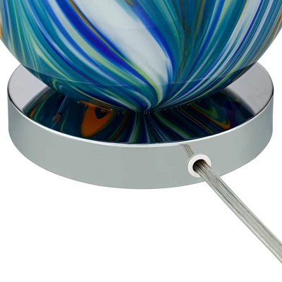 Possini Euro Design Pablo 27" Tall Modern Table Lamp Table Top Dimmer Blue Art Glass Single Living Room Bedroom Bedside Nightstand House White Shade 8 Possini Euro Design Pablo 27" Tall Modern Table Lamp Table Top Dimmer Blue Art Glass Single Living Room Bedroom Bedside Nightstand House White Shade - Image 6