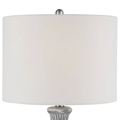 360 Lighting Patrick Modern Coastal Table Lamp 26 1/4" High Gray White Wash Geometric Ceramic Drum Fabric Shade For Bedroom Living Room Bedside Office 5 360 Lighting Patrick Modern Coastal Table Lamp 26 1/4" High Gray White Wash Geometric Ceramic Drum Fabric Shade For Bedroom Living Room Bedside Office - Image 3