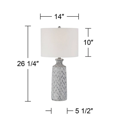 360 Lighting Patrick Modern Coastal Table Lamp 26 1/4" High Gray White Wash Geometric Ceramic Drum Fabric Shade For Bedroom Living Room Bedside Office 7 360 Lighting Patrick Modern Coastal Table Lamp 26 1/4" High Gray White Wash Geometric Ceramic Drum Fabric Shade For Bedroom Living Room Bedside Office - Image 5