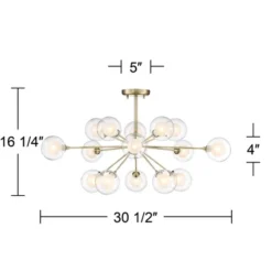 Possini Euro Design Modern Ceiling Light Semi Flush Mount Fixture Sputnik Brass 30 1/2" Wide 15-Light Double Glass Ball Hallway 13 Possini Euro Design Modern Ceiling Light Semi Flush Mount Fixture Sputnik Brass 30 1/2" Wide 15-Light Double Glass Ball Hallway -Selected Home Furnishings Store GUEST 317f6f78 bba3 4e43 bc4e 75fe5664e121