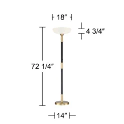 Possini Euro Design Modern Torchiere Floor Lamp Light Blaster LED 72.25" Tall Antique Brass And Matte Black Opal Glass For Living Room Bedroom -Selected Home Furnishings Store GUEST 33d3cc3d 06e9 42bb b86e e88f18ba922e