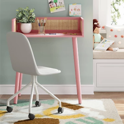 Rattan And Wood Kids' Desk Pink - Pillowfort™ 3 Rattan And Wood Kids' Desk Pink - Pillowfort™