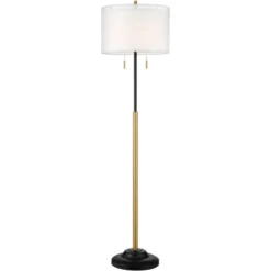 Possini Euro Design Roxie Modern Floor Lamp With Riser 65 1/2" Tall Brass Black Metal Sheer Linen Double Drum Shade For Living Room Bedroom Office 14 Possini Euro Design Roxie Modern Floor Lamp With Riser 65 1/2" Tall Brass Black Metal Sheer Linen Double Drum Shade For Living Room Bedroom Office -Selected Home Furnishings Store GUEST 3a086c6e 1973 4084 b26b e9fc7acd17aa