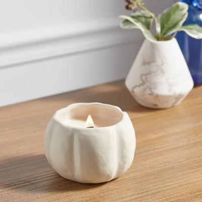 12oz Brushed Abstract Pumpkin Ceramic With Woodwick And Dustcover Spice Vanilla Fig Candle - Threshold™ 3 12oz Brushed Abstract Pumpkin Ceramic With Woodwick And Dustcover Spice Vanilla Fig Candle - Threshold™