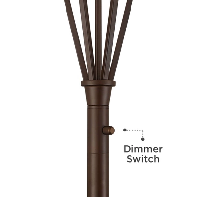 Franklin Iron Works Torchiere Floor Lamp LED 73" Tall Oil Rubbed Bronze Caged Frosted Glass Shade For Living Room Bedroom Office Uplight 5 Franklin Iron Works Torchiere Floor Lamp LED 73" Tall Oil Rubbed Bronze Caged Frosted Glass Shade For Living Room Bedroom Office Uplight - Image 3