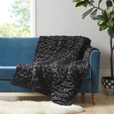50"x60" Ruched Faux Fur Throw Blanket - Madison Park 16 50"x60" Ruched Faux Fur Throw Blanket - Madison Park - Image 14