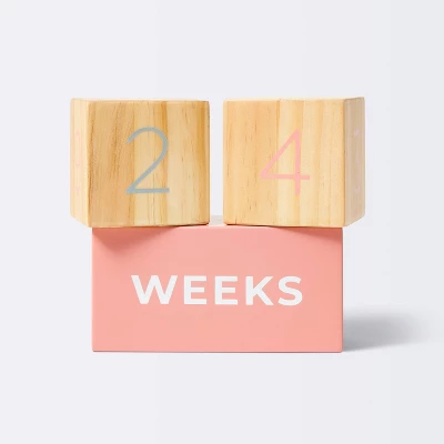 Milestone Blocks - Pink And Natural Wood - Cloud Island™ 4 Milestone Blocks - Pink And Natural Wood - Cloud Island™ - Image 2