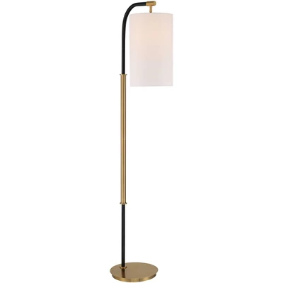 Possini Euro Design Sausalito Mid Century Modern Downbridge Floor Lamp 67" Tall Warm Gold Black Metal Linen Cylinder Shade For Living Room Reading 9 Possini Euro Design Sausalito Mid Century Modern Downbridge Floor Lamp 67" Tall Warm Gold Black Metal Linen Cylinder Shade For Living Room Reading - Image 7