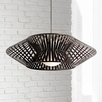 Possini Euro Design Planet Black Large Pendant Light 31 1/2" Wide Mid Century Modern White Glass For Dining Room House Foyer Kitchen Island Entryway 3 Possini Euro Design Planet Black Large Pendant Light 31 1/2" Wide Mid Century Modern White Glass For Dining Room House Foyer Kitchen Island Entryway