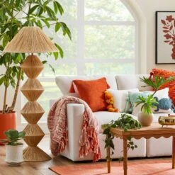 New Arrival 23 Faux Raffia Floor Lamp Brown (Includes LED Light Bulb) - Opalhouse™ Designed With Jungalow