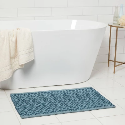 20"x32" Mixed Texture Chenille Bath Rug Teal Blue - Threshold™ 3 20"x32" Mixed Texture Chenille Bath Rug Teal Blue - Threshold™