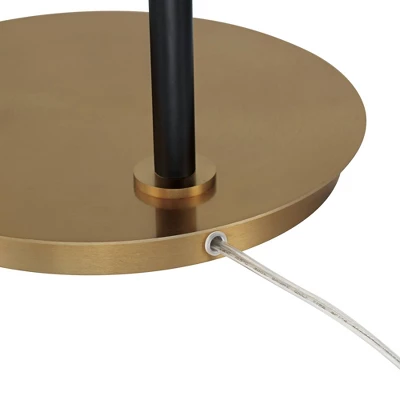 Possini Euro Design Sausalito Mid Century Modern Downbridge Floor Lamp 67" Tall Warm Gold Black Metal Linen Cylinder Shade For Living Room Reading 6 Possini Euro Design Sausalito Mid Century Modern Downbridge Floor Lamp 67" Tall Warm Gold Black Metal Linen Cylinder Shade For Living Room Reading - Image 4