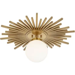 Possini Euro Design Hazel Modern Ceiling Light Semi Flush Mount Fixture 24" Wide Warm Brass White Globe Shade For Bedroom Kitchen Living Room Hallway 13 Possini Euro Design Hazel Modern Ceiling Light Semi Flush Mount Fixture 24" Wide Warm Brass White Globe Shade For Bedroom Kitchen Living Room Hallway -Selected Home Furnishings Store GUEST 48188eba 2f68 4f86 9f8a a54dd55ba25f