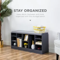 Best Choice Products 46in Shoe Storage Organization Rack Bench For Entryway, Bedroom W/ Padded Seat, 10 Cubbies - Gray 12 Best Choice Products 46in Shoe Storage Organization Rack Bench For Entryway, Bedroom W/ Padded Seat, 10 Cubbies - Gray -Selected Home Furnishings Store GUEST 484e3711 30cd 4de4 9bfb 7876d4619ade