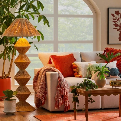 Faux Raffia Floor Lamp Brown (Includes LED Light Bulb) - Opalhouse™ Designed With Jungalow 4 Faux Raffia Floor Lamp Brown (Includes LED Light Bulb) - Opalhouse™ Designed With Jungalow - Image 2