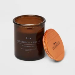 9oz Lidded Glass Jar Crackling Wooden Wick Candle Applewood And Amber - Threshold™ 5 9oz Lidded Glass Jar Crackling Wooden Wick Candle Applewood And Amber - Threshold™ -Selected Home Furnishings Store GUEST 4d27236d 5cf7 45a4 bbe1 a5c31c3bff0a