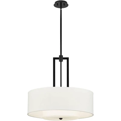 Possini Euro Design Sundry Semi Gloss Black Drum Pendant Chandelier 24" Wide Modern Double Shade 4-Light Fixture For Dining Room Foyer Kitchen Island 10 Possini Euro Design Sundry Semi Gloss Black Drum Pendant Chandelier 24" Wide Modern Double Shade 4-Light Fixture For Dining Room Foyer Kitchen Island - Image 8