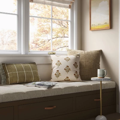 Oversized Cotton Gauze Grid Lumbar Throw Pillow Olive Green - Threshold™ 3 Oversized Cotton Gauze Grid Lumbar Throw Pillow Olive Green - Threshold™