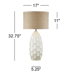 Possini Euro Design Cosgrove Modern Mid Century Table Lamp 32 3/4" Tall White Glazed Ceramic Beige Fabric Drum Shade For Bedroom Living Room Bedside 13 Possini Euro Design Cosgrove Modern Mid Century Table Lamp 32 3/4" Tall White Glazed Ceramic Beige Fabric Drum Shade For Bedroom Living Room Bedside -Selected Home Furnishings Store GUEST 53bf3a95 df5f 48d6 9796 6dc6eda7d7ac