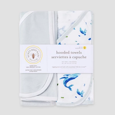 Burt's Bees Baby Burt's Bees Baby® Set Of 2 Whale Of A Tale Hooded Towel - Light Blue 3 Burt's Bees Baby Burt's Bees Baby® Set Of 2 Whale Of A Tale Hooded Towel - Light Blue