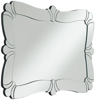 Possini Euro Design Fabrina Rectangular Vanity Decorative Wall Mirror Modern Beveled Edge Flower Glass Mirrored Frame 26" Wide For Bathroom Bedroom 8 Possini Euro Design Fabrina Rectangular Vanity Decorative Wall Mirror Modern Beveled Edge Flower Glass Mirrored Frame 26" Wide For Bathroom Bedroom - Image 6