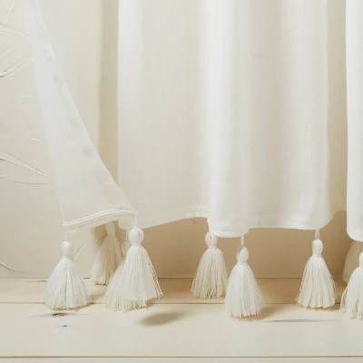 1pc Sheer Banded Geo Macrame Window Curtain Panel White - Opalhouse™ Designed With Jungalow™ 4 1pc Sheer Banded Geo Macrame Window Curtain Panel White - Opalhouse™ Designed With Jungalow™ - Image 2