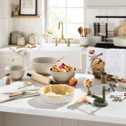 10.5" Fluted Stoneware Pie Dish Cream - Hearth & Hand™ With Magnolia