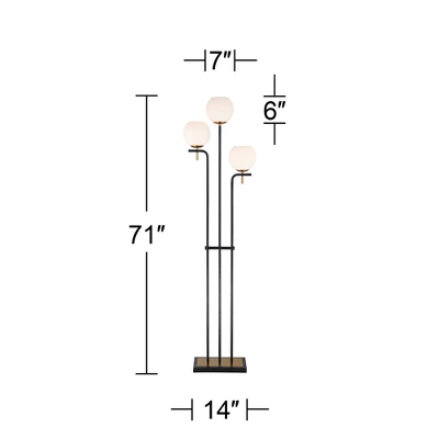 Possini Euro Design Acadia Modern Floor Lamp 71" Tall Black Warm Gold Metal 3 Light Frosted White Glass Globe Shade For Living Room Bedroom Office 10 Possini Euro Design Acadia Modern Floor Lamp 71" Tall Black Warm Gold Metal 3 Light Frosted White Glass Globe Shade For Living Room Bedroom Office - Image 8