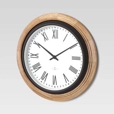 16" Warm Wood Wall Clock Brown - Threshold™ 4 16" Warm Wood Wall Clock Brown - Threshold™ - Image 2