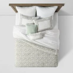 8pc Printed Floral With Border 8pc Comforter Set Green - Threshold™ 12 8pc Printed Floral With Border 8pc Comforter Set Green - Threshold™ -Selected Home Furnishings Store GUEST 649ed502 8967 484a 9ff2 1d6570cc4d27