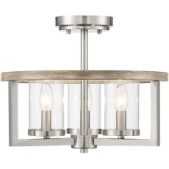 Possini Euro Design Senna Modern Industrial Ceiling Light Semi Flush Mount Fixture 15" Wide Brushed Nickel Gray Wood 3-Light Clear Glass For Bedroom 10 Possini Euro Design Senna Modern Industrial Ceiling Light Semi Flush Mount Fixture 15" Wide Brushed Nickel Gray Wood 3-Light Clear Glass For Bedroom -Selected Home Furnishings Store GUEST 66823a90 d9b1 40d9 9cf1 956b7031d5f8