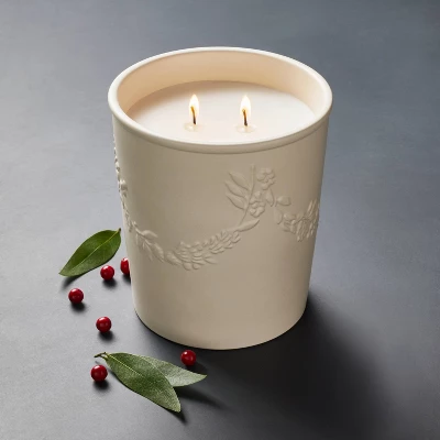 25oz Ceramic Bay & Winter Berry Candle Cream - Threshold™ Designed With Studio McGee 3 25oz Ceramic Bay & Winter Berry Candle Cream - Threshold™ Designed With Studio McGee