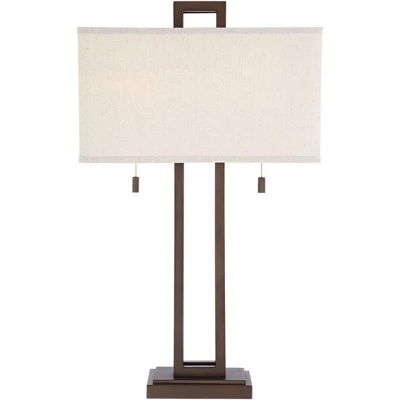 Possini Euro Design Gossard Modern Industrial Table Lamp 30" Tall Bronze With USB Charging Port White Rectangular Shade For Bedroom Living Room Office 9 Possini Euro Design Gossard Modern Industrial Table Lamp 30" Tall Bronze With USB Charging Port White Rectangular Shade For Bedroom Living Room Office - Image 7