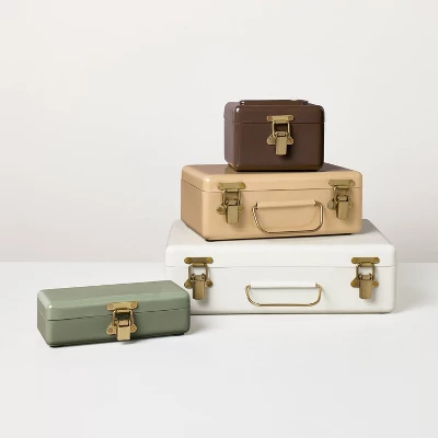 5" Small Metal Box Set With Brass Hardware Brown - Hearth & Hand™ With Magnolia 5 5" Small Metal Box Set With Brass Hardware Brown - Hearth & Hand™ With Magnolia - Image 3