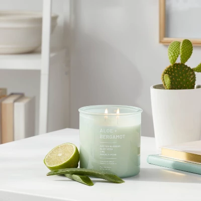 Glass Jar Aloe And Bergamot Candle Green - Threshold™ 3 Glass Jar Aloe And Bergamot Candle Green - Threshold™